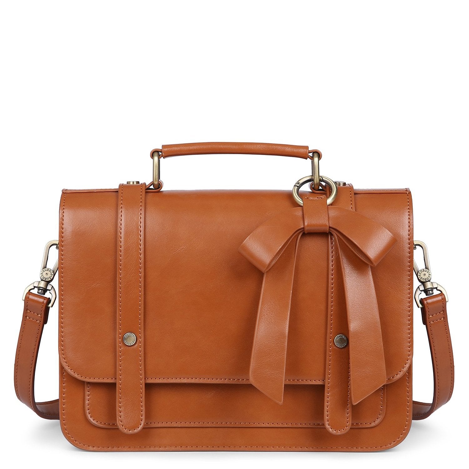 Emma | Elegant Svart Skinnveske med Sløyfe og Praktiske Rom 5