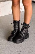 Liam | Dristige Svart Støvletter Dame med Plattform 0