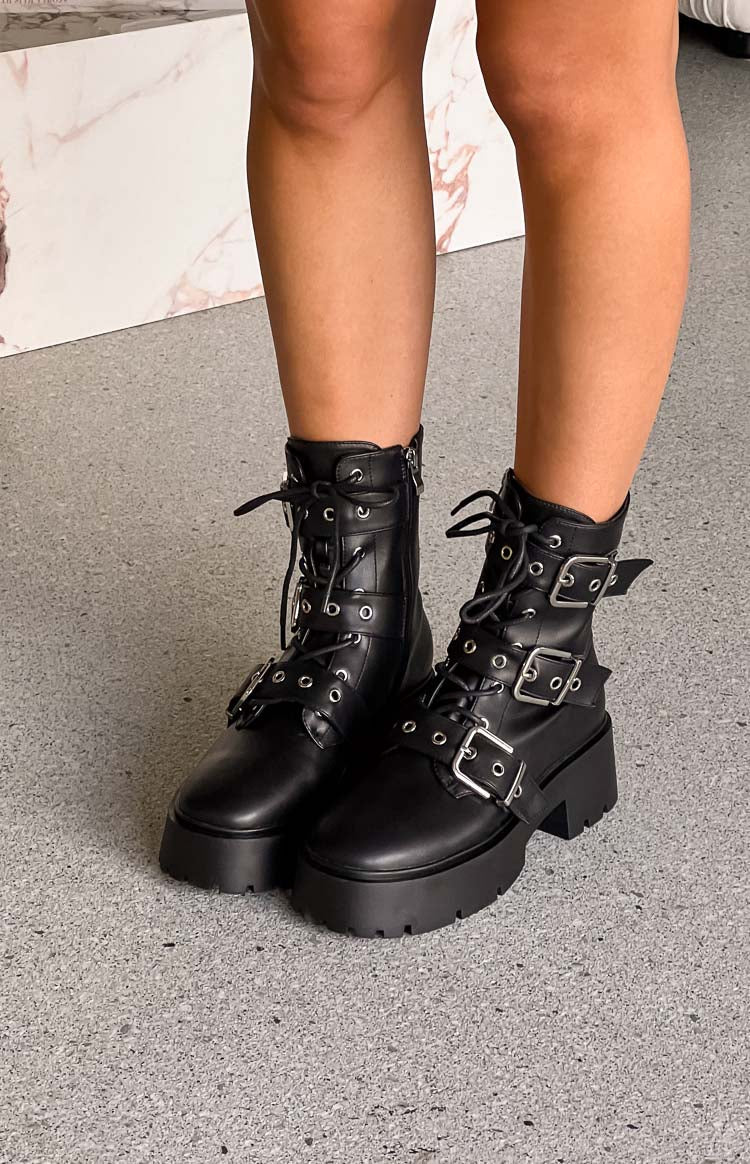 Liam | Dristige Svart Støvletter Dame med Plattform 0