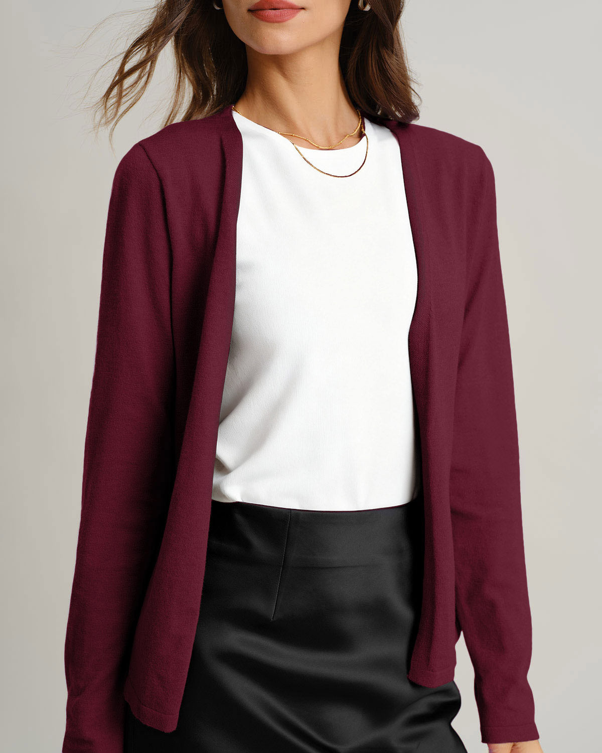 Sophia | Elegant Vinrød Ribbestrikket Cardigan for Hverdagsbruk 1