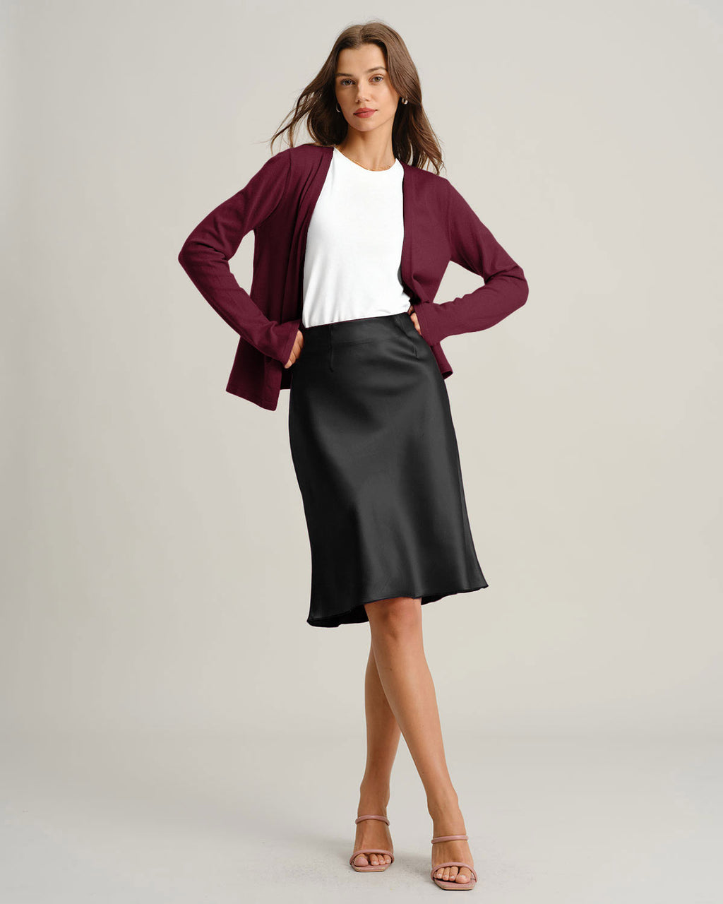 Sophia | Elegant Vinrød Ribbestrikket Cardigan for Hverdagsbruk 4